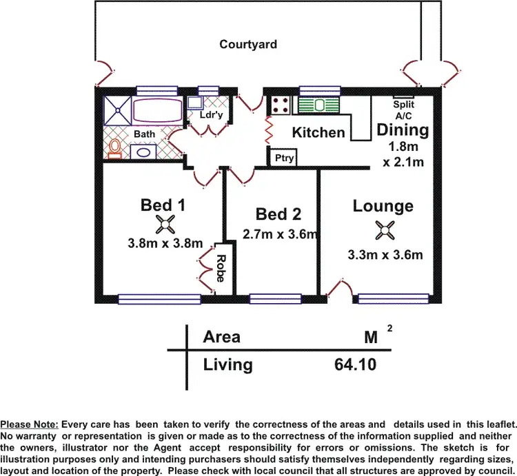Floorplan of Homely unit listing, Unit 2/47 Lothian Avenue, Windsor Gardens SA 5087