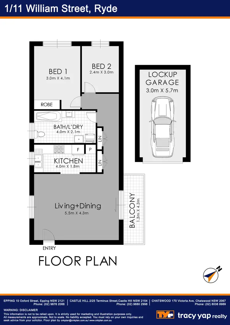 Floorplan of Homely unit listing, 1/11 William Street, Ryde NSW 2112