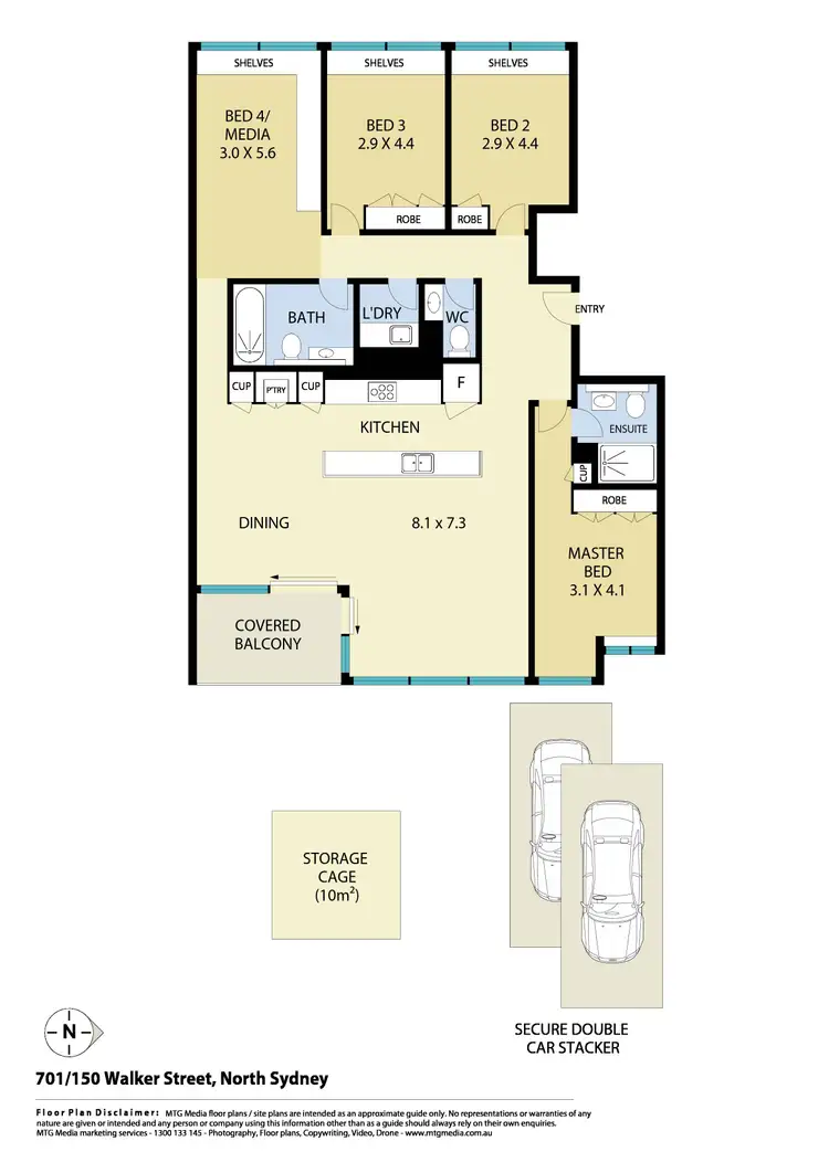 Floorplan of Homely apartment listing, 701/150 Walker Street, North Sydney NSW 2060