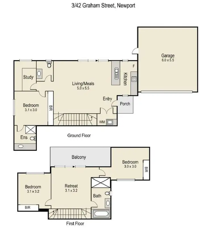 Floorplan of Homely townhouse listing, 3/42 Graham Street, Newport VIC 3015