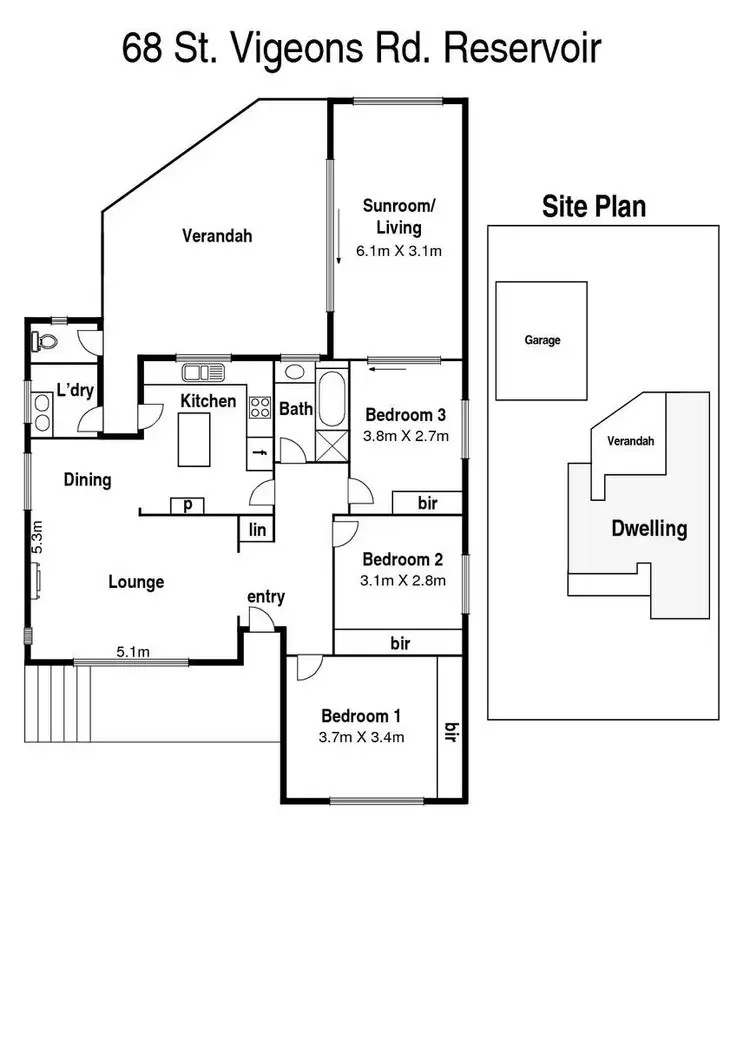 Floorplan of Homely house listing, 68 St Vigeons Road, Reservoir VIC 3073