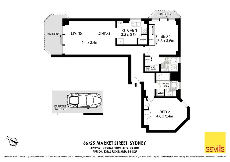 Floorplan of Homely apartment listing, 66/25 Market Street, Sydney NSW 2000