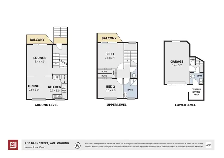 Floorplan of Homely townhouse listing, 4/13 Bank Street, Wollongong NSW 2500