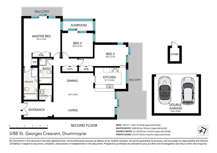 Floorplan of Homely apartment listing, 3/88 St Georges Crescent, Drummoyne NSW 2047