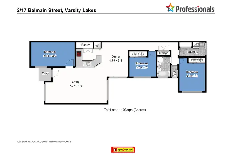 Floorplan of Homely semi-detached listing, 2/17 Balmain Street, Varsity Lakes QLD 4227