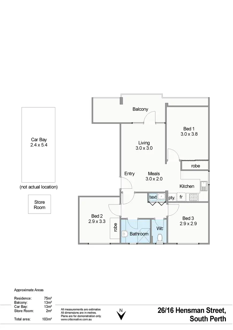 Floorplan of Homely unit listing, 26/16 Hensman Street, South Perth WA 6151
