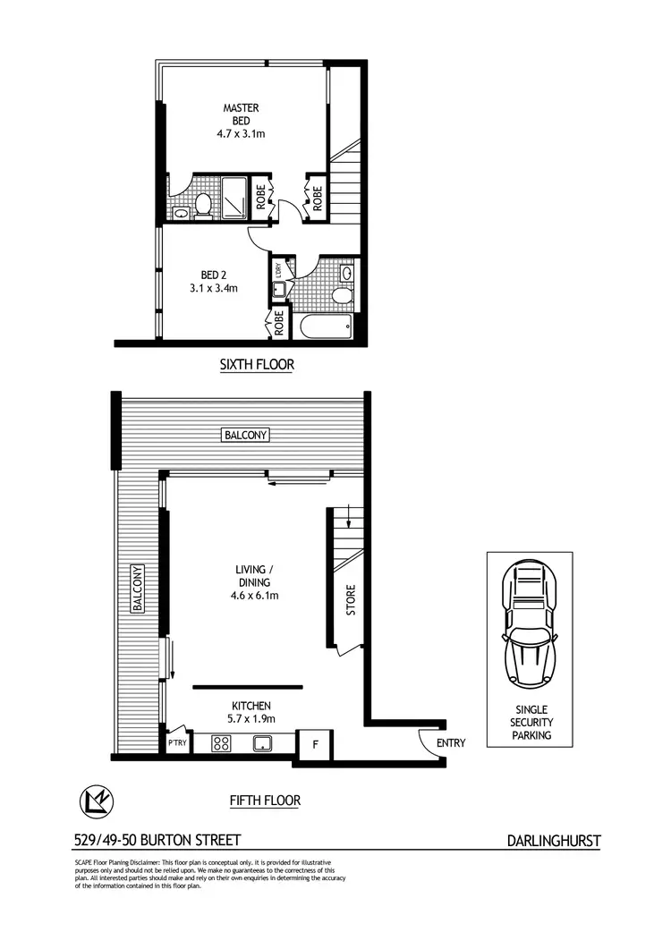 Floorplan of Homely apartment listing, 529/50 Burton Street, Darlinghurst NSW 2010