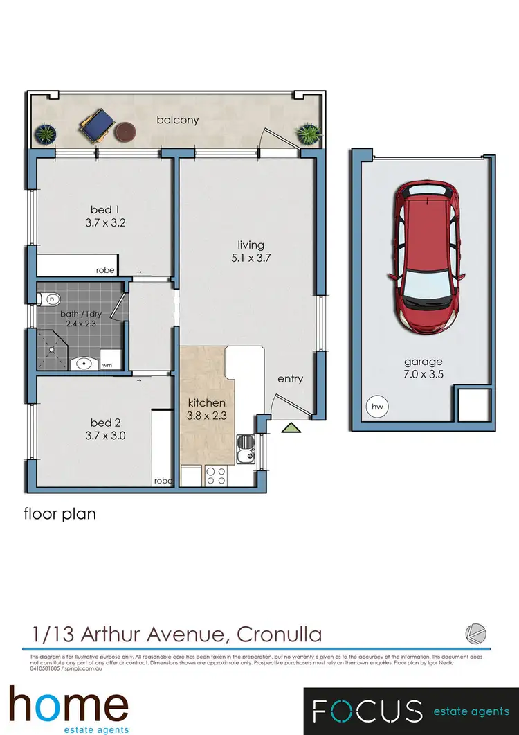Floorplan of Homely apartment listing, 1/13 Arthur Avenue, Cronulla NSW 2230