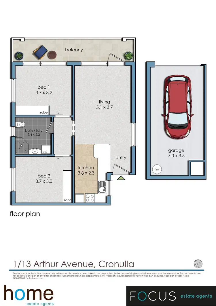 Floorplan of Homely apartment listing, 1/13 Arthur Avenue, Cronulla NSW 2230