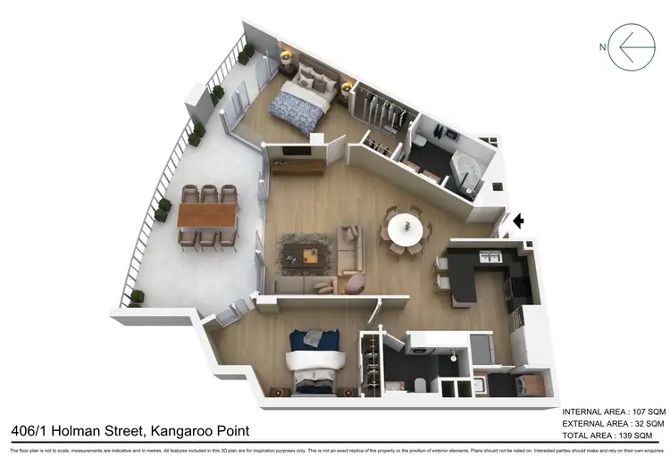 Floorplan of Homely apartment listing, 406/1 Holman Street, Kangaroo Point QLD 4169