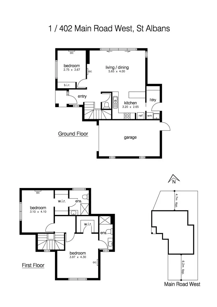 Floorplan of Homely townhouse listing, 1/402 Main Road West, St Albans VIC 3021