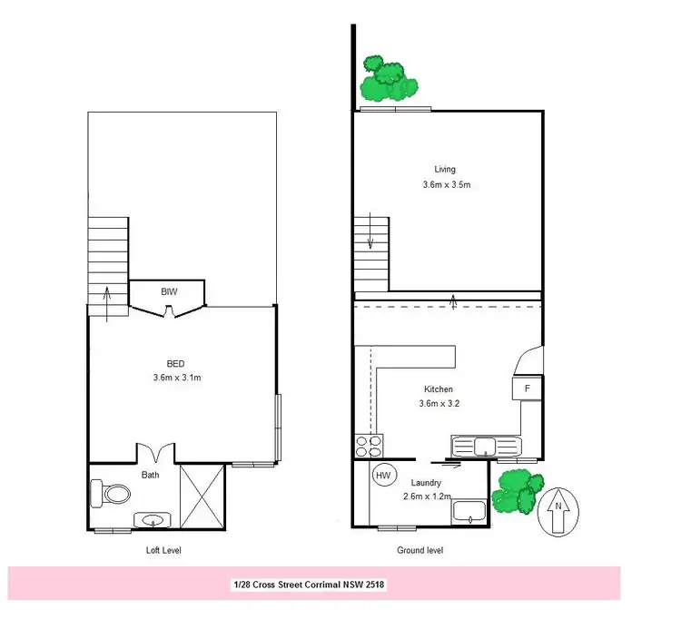Floorplan of Homely townhouse listing, 1/28 Cross Street, Corrimal NSW 2518