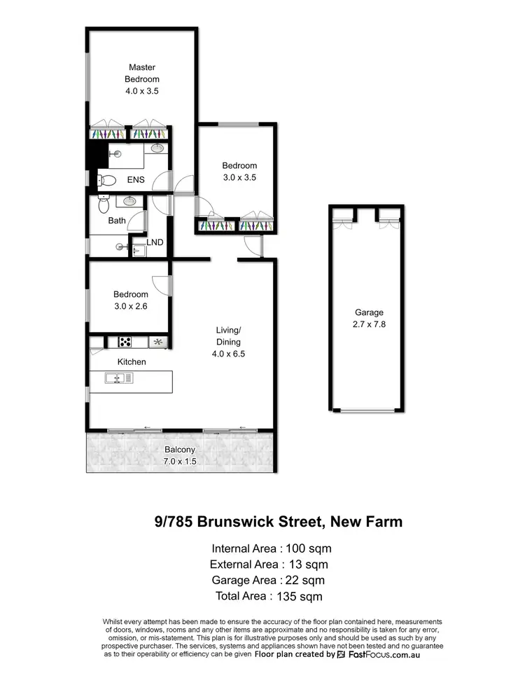 Floorplan of Homely unit listing, 9/785 Brunswick Street, New Farm QLD 4005