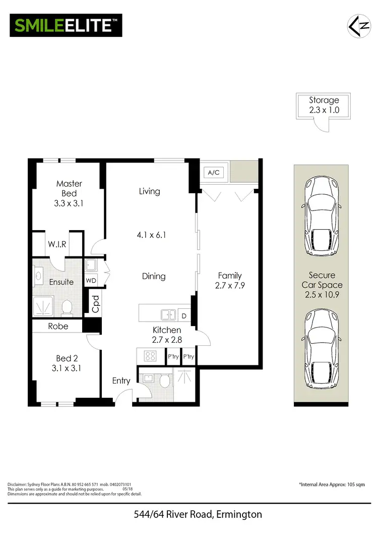 Floorplan of Homely unit listing, 544/64-72 River Road, Ermington NSW 2115