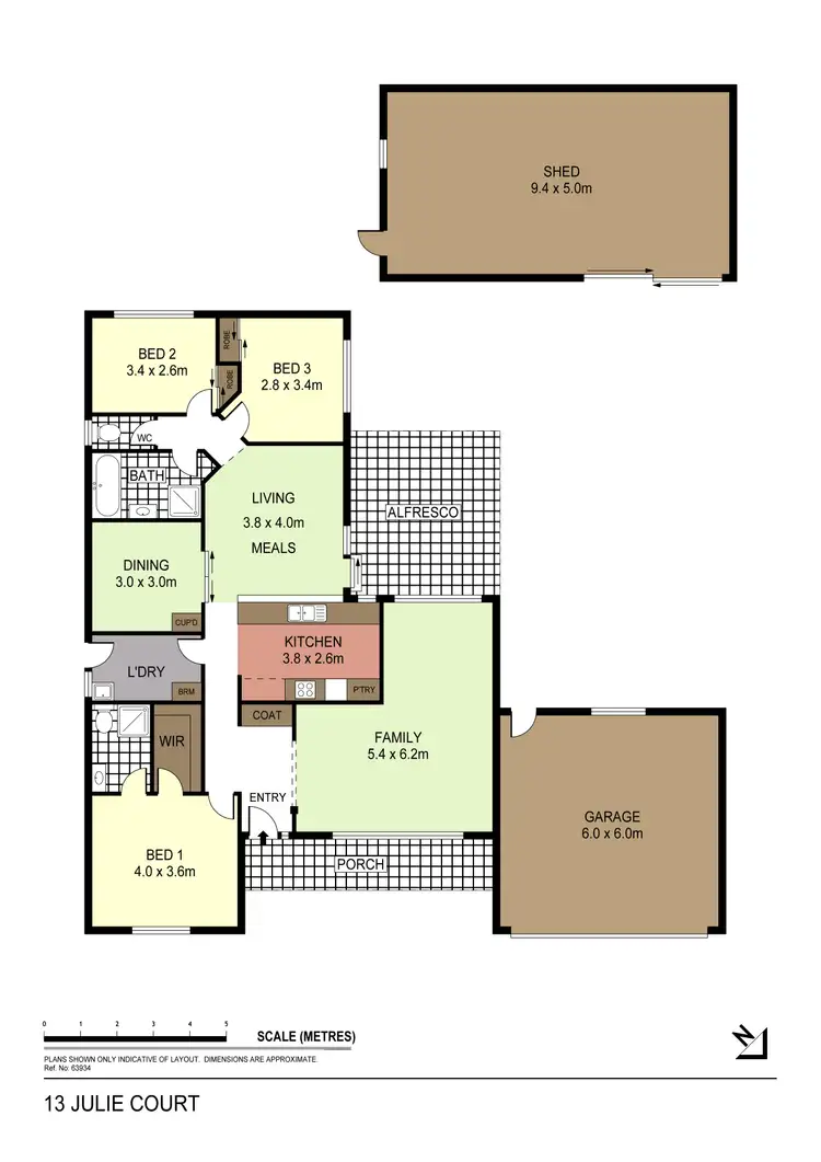 Floorplan of Homely house listing, 13 Julie Court, Kangaroo Flat VIC 3555