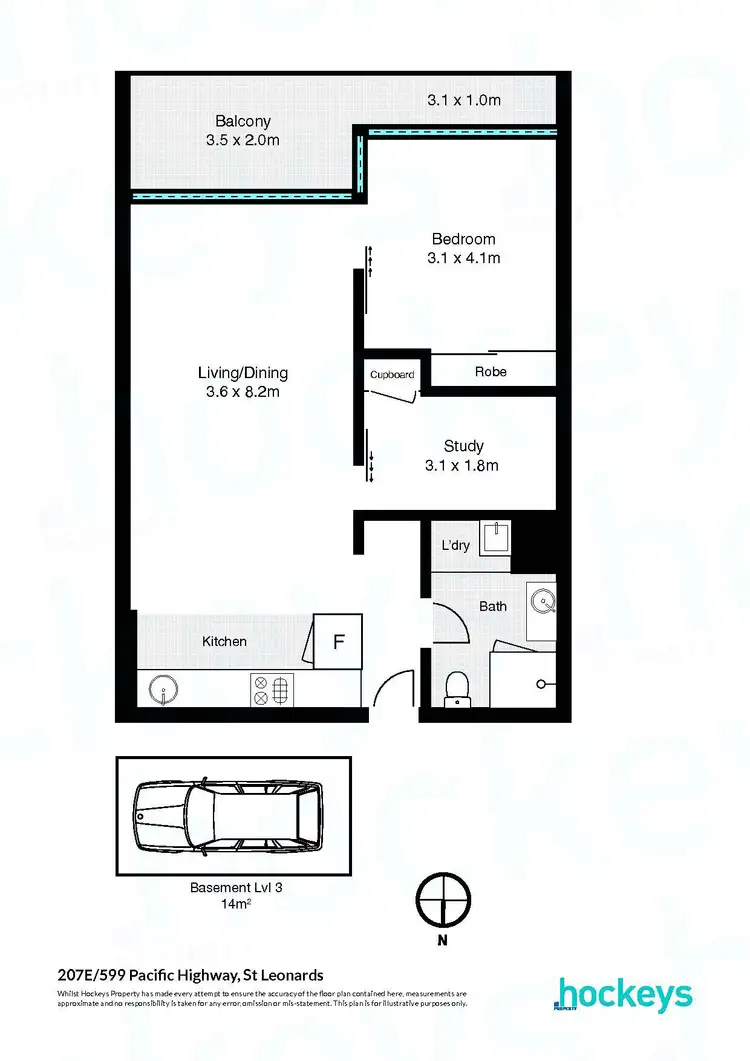 Floorplan of Homely apartment listing, 207E/599 Pacific Highway, St Leonards NSW 2065