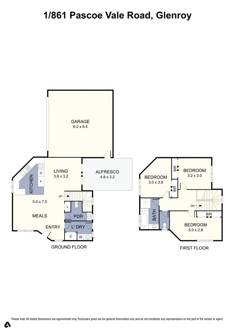 Floorplan of Homely townhouse listing, 1/861 Pascoe Vale Road, Glenroy VIC 3046