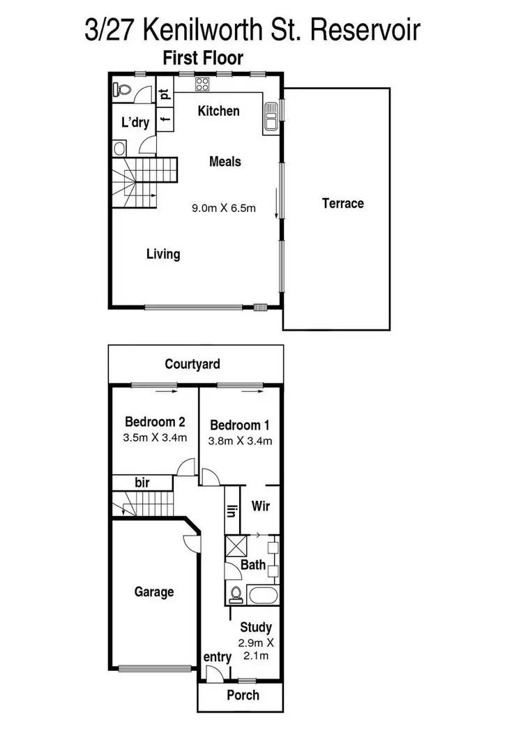 Floorplan of Homely townhouse listing, 3/27 Kenilworth Street, Reservoir VIC 3073