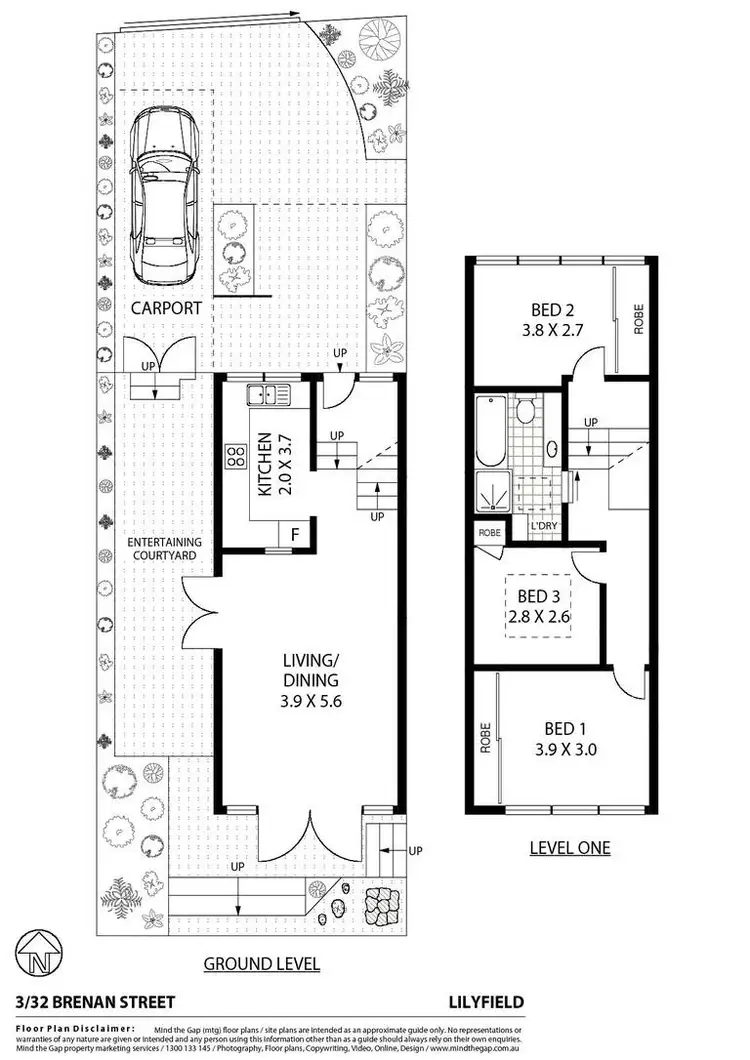 Floorplan of Homely townhouse listing, 3/32 Brenan Street, Lilyfield NSW 2040