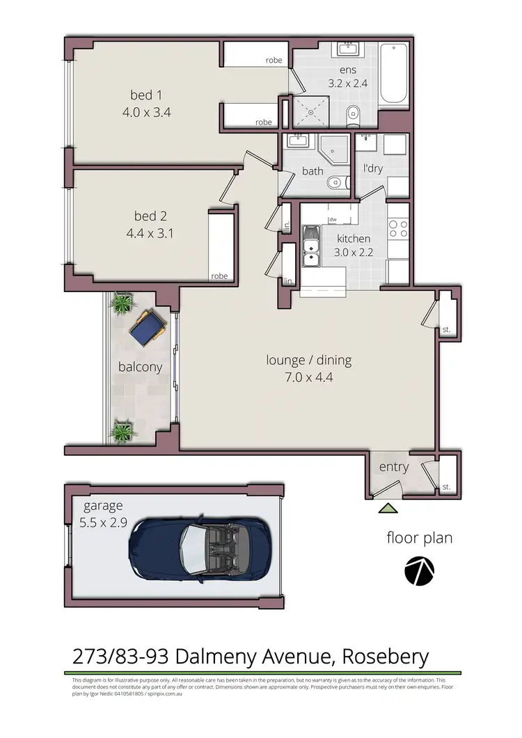 Floorplan of Homely apartment listing, 273/83-93 Dalmeny Avenue, Rosebery NSW 2018