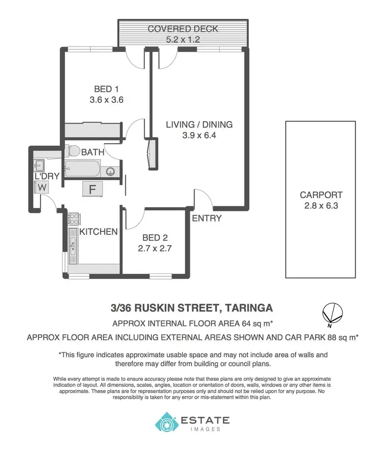 Floorplan of Homely unit listing, 3/36 Ruskin Street, Taringa QLD 4068