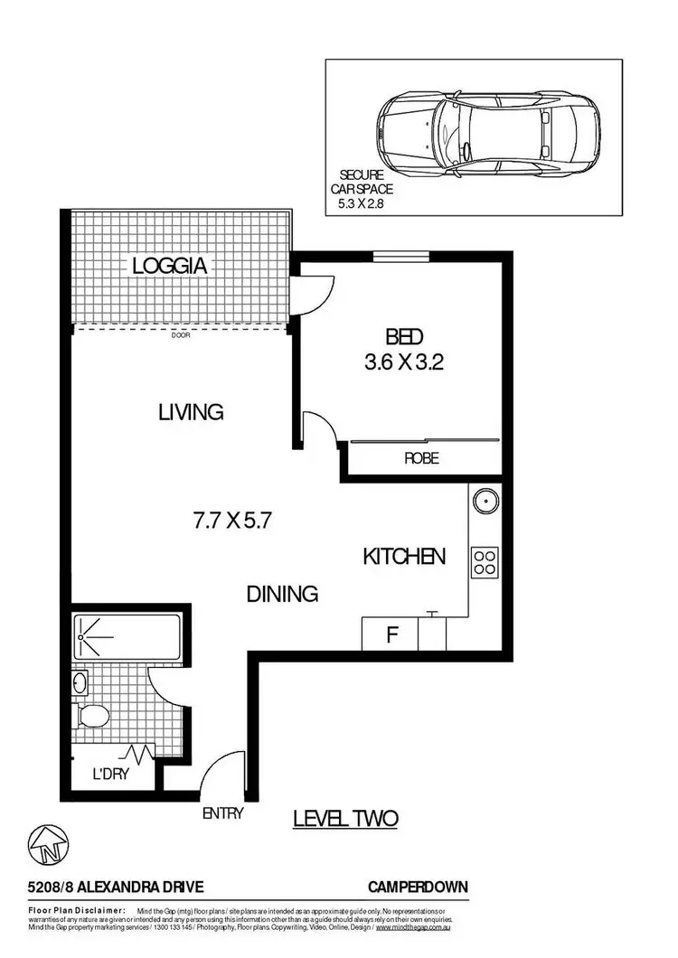 Floorplan of Homely apartment listing, Level 2/5208/8 Alexandra Drive, Camperdown NSW 2050