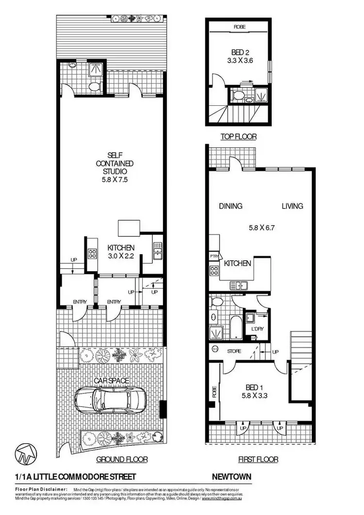 Floorplan of Homely townhouse listing, 1/1A Little Commodore Street, Newtown NSW 2042