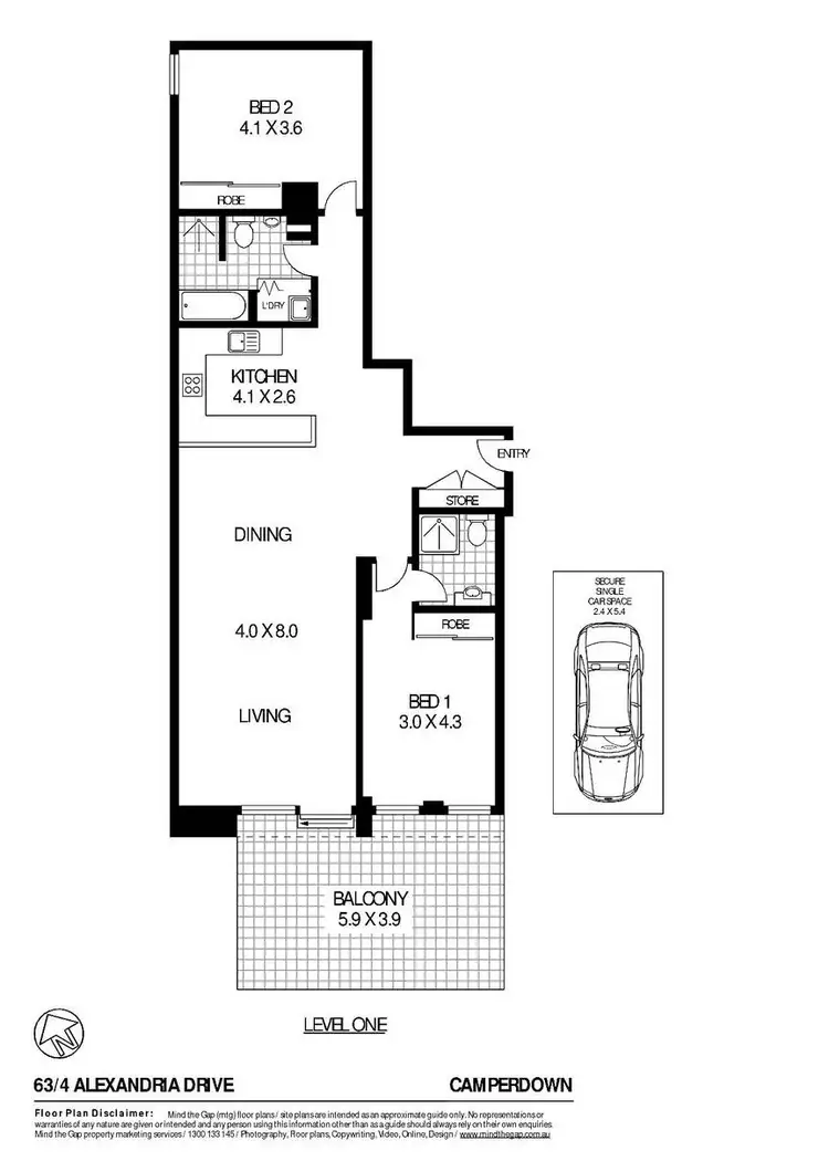 Floorplan of Homely apartment listing, 63/4 Alexandra Drive, Camperdown NSW 2050