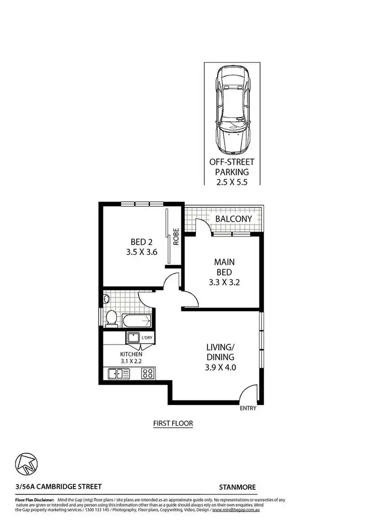 Floorplan of Homely unit listing, 3/56A Cambridge Street, Stanmore NSW 2048