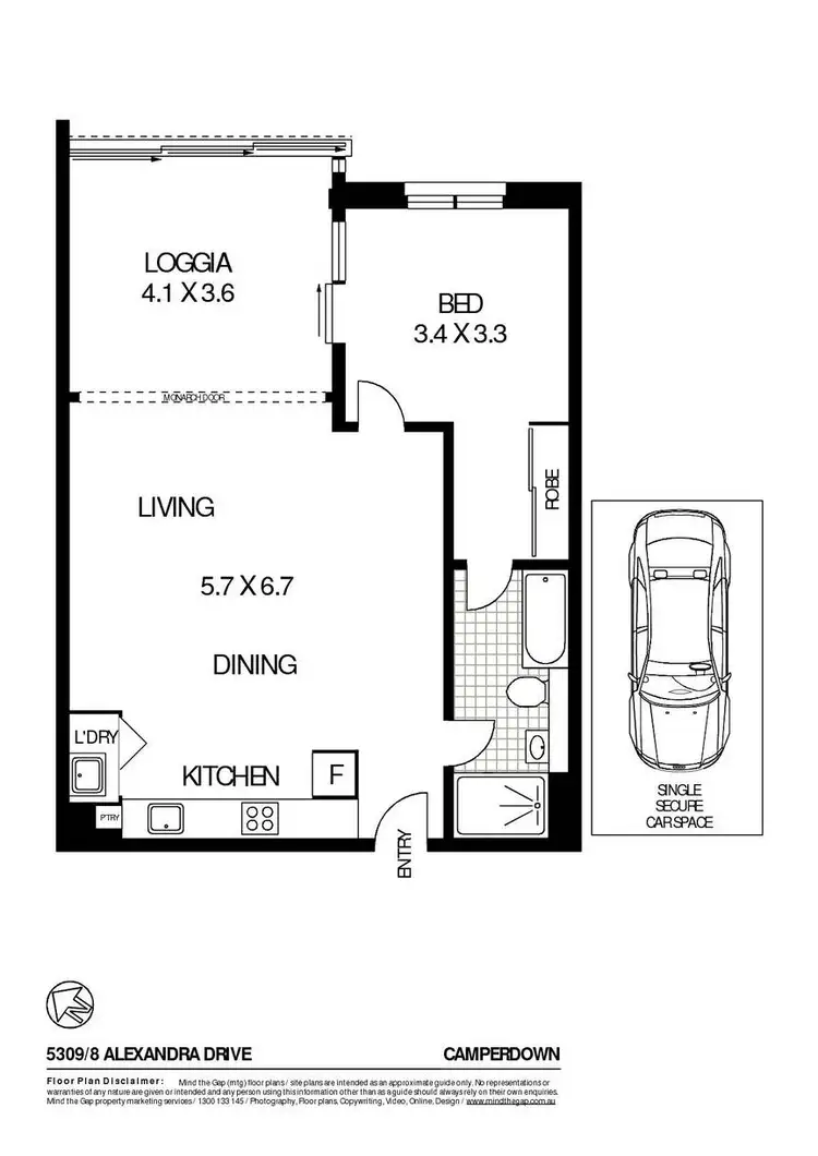 Floorplan of Homely apartment listing, Level 3/5309/8 Alexandra Drive, Camperdown NSW 2050