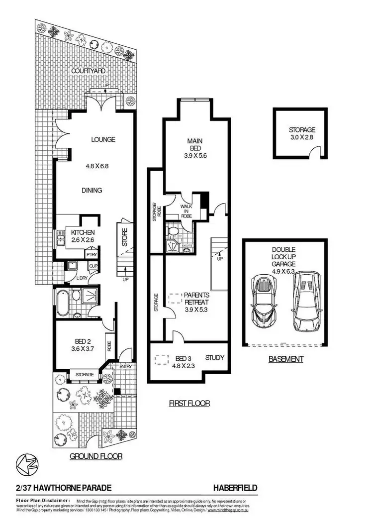 Floorplan of Homely townhouse listing, 2/37 Hawthorne Parade, Haberfield NSW 2045