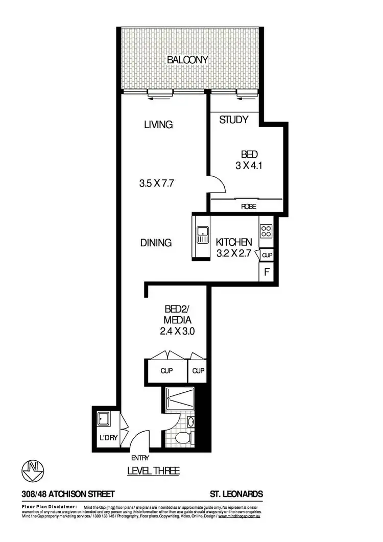 Floorplan of Homely apartment listing, 308/48 Atchison Street, St Leonards NSW 2065