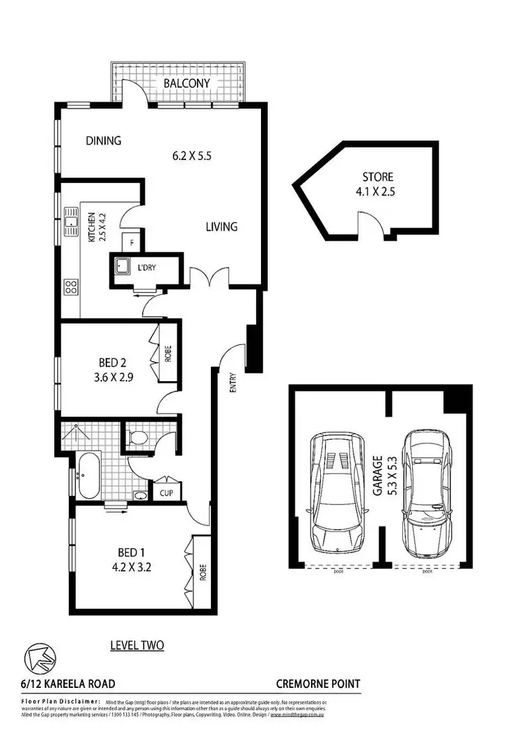 Floorplan of Homely apartment listing, 6/12 Kareela Road, Cremorne Point NSW 2090