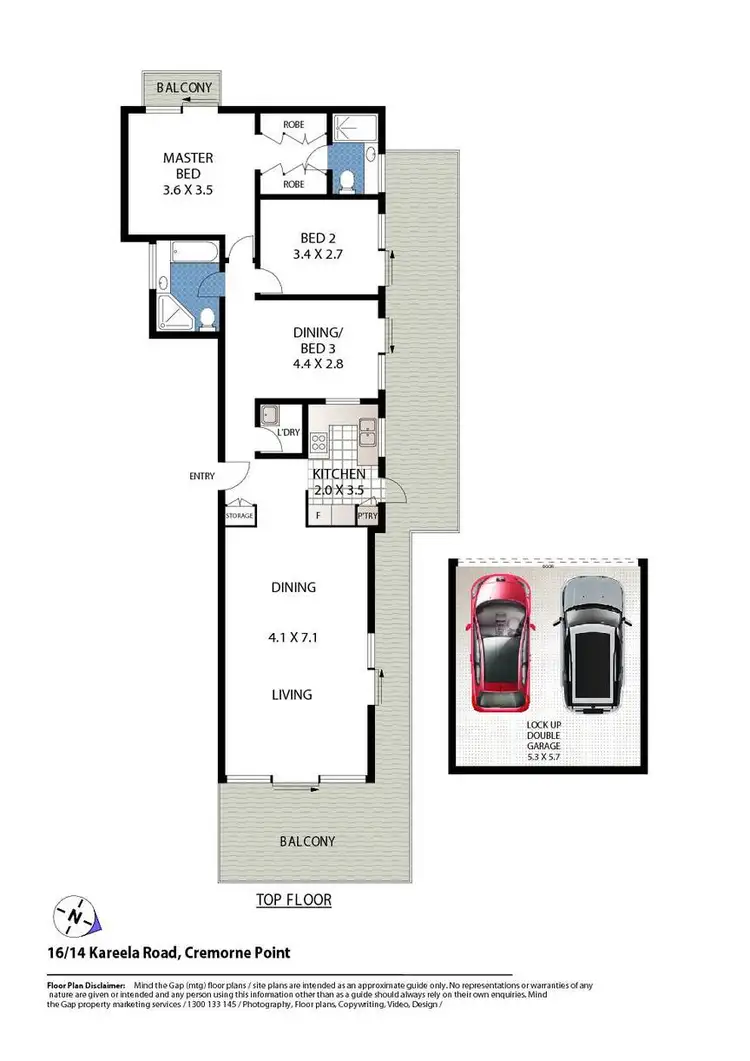 Floorplan of Homely apartment listing, 16/14 Kareela Road, Cremorne Point NSW 2090