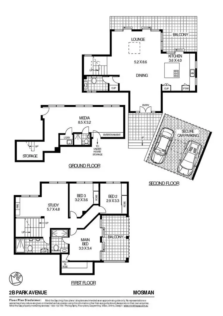 Floorplan of Homely townhouse listing, 2B Park Avenue, Mosman NSW 2088