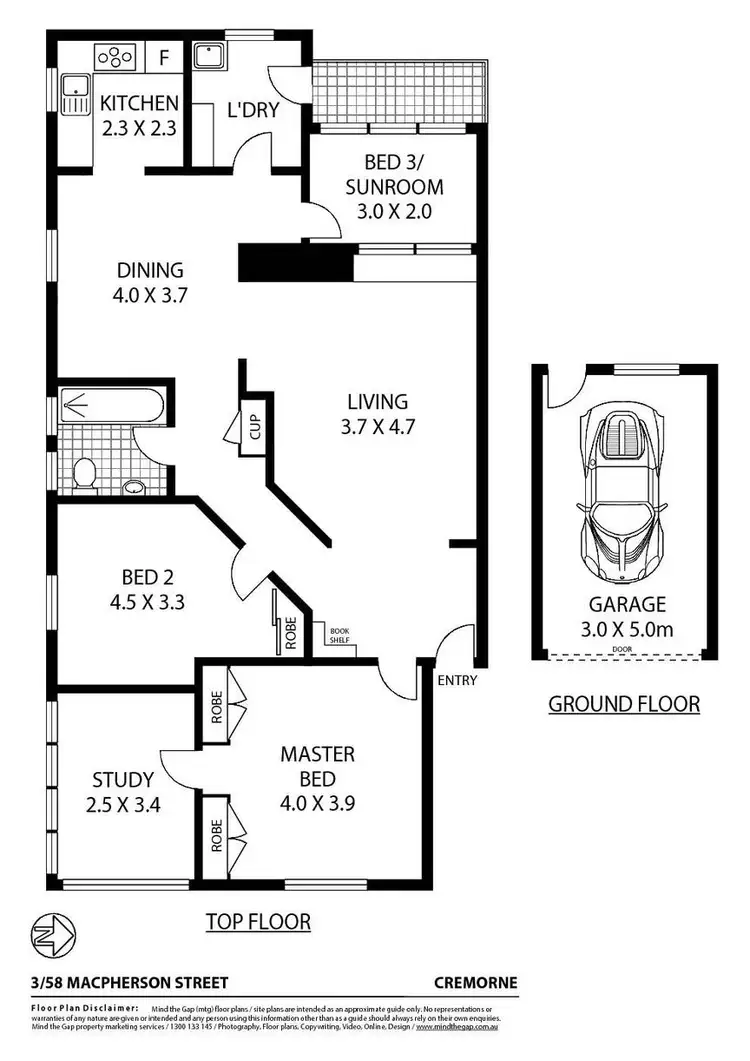 Floorplan of Homely apartment listing, 3/58 MacPherson Street, Cremorne NSW 2090