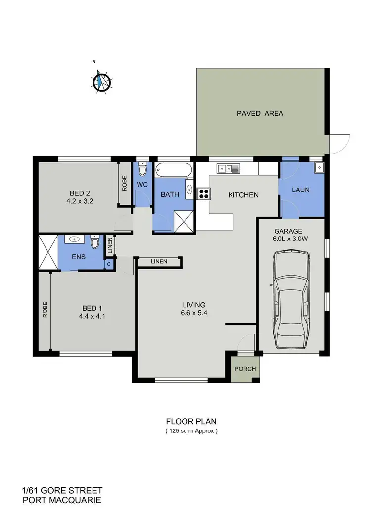 Floorplan of Homely unit listing, 1/61 Gore Street, Port Macquarie NSW 2444