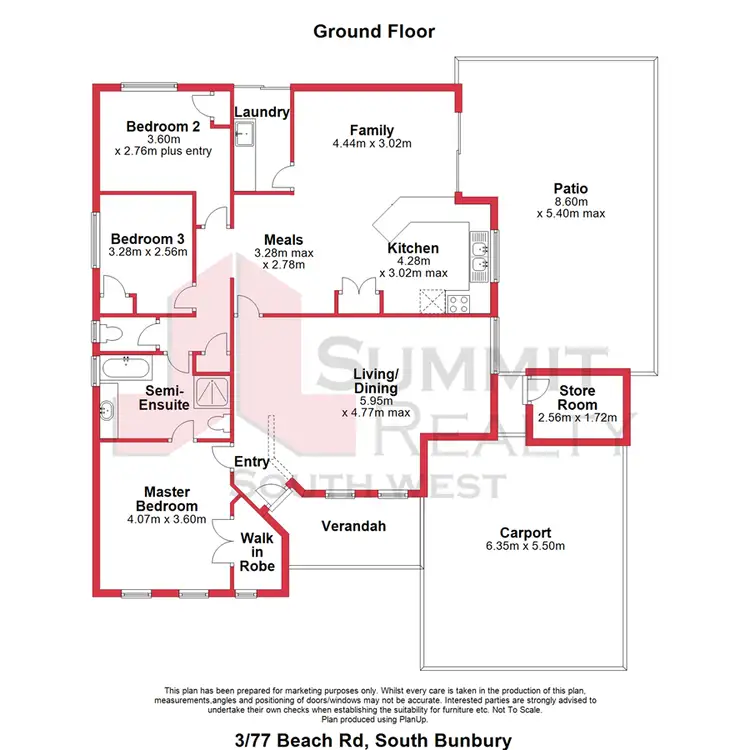 Floorplan of Homely unit listing, Unit 3/77 Beach Road, South Bunbury WA 6230
