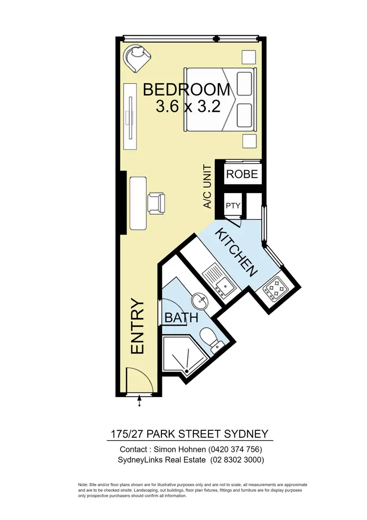 Floorplan of Homely studio listing, Level 17/175/27 Park Street, Sydney NSW 2000