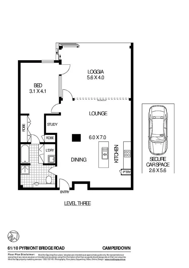 Floorplan of Homely apartment listing, 61/10 Pyrmont Bridge Road, Camperdown NSW 2050