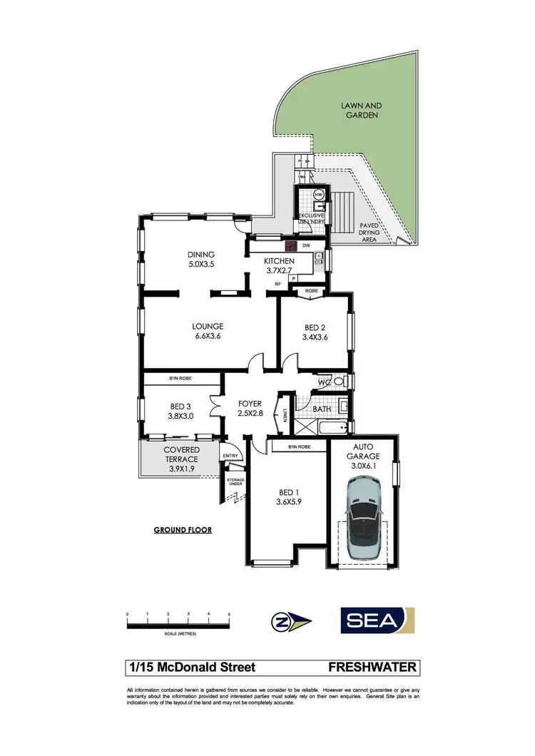 Floorplan of Homely semi-detached listing, 1/15 McDonald Street, Freshwater NSW 2096