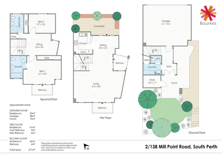 Floorplan of Homely townhouse listing, 2/138 Mill Point Road, South Perth WA 6151