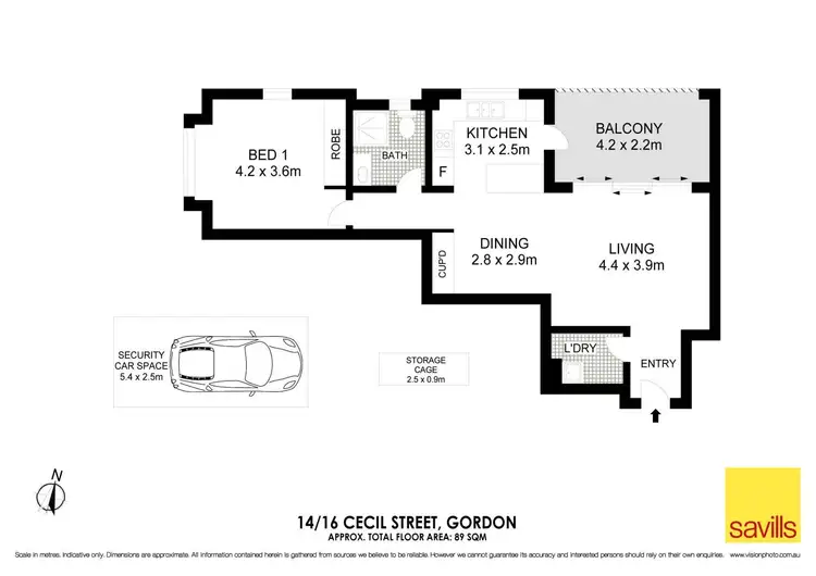 Floorplan of Homely apartment listing, 14/16 Cecil Street, Gordon NSW 2072