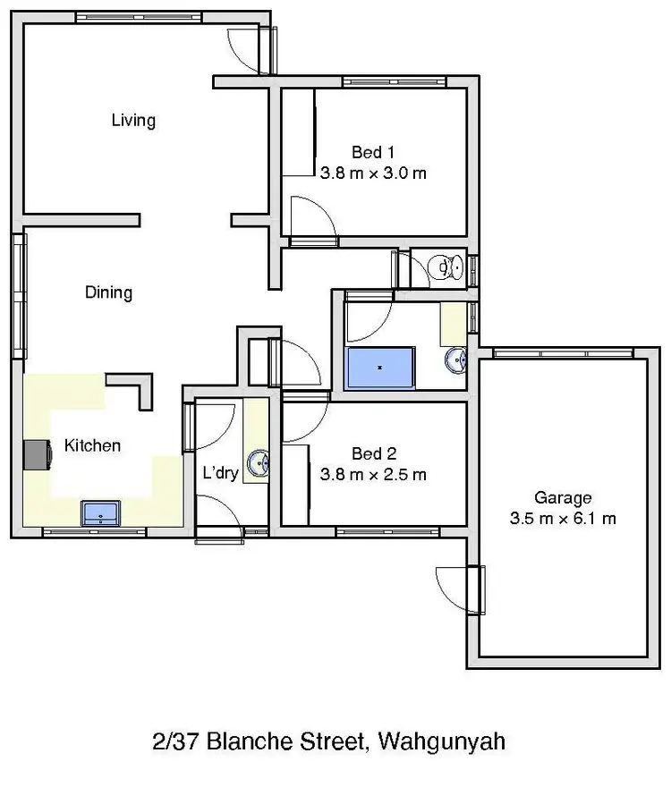 Floorplan of Homely townhouse listing, 2/37 Blanche Street, Wahgunyah VIC 3687