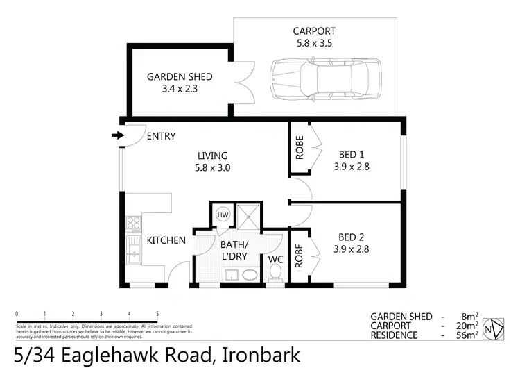Floorplan of Homely unit listing, 5/34 Eaglehawk Road, Ironbark VIC 3550