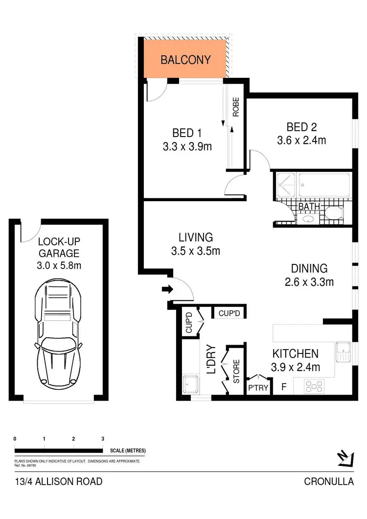 Floorplan of Homely apartment listing, 13/4 Allison Road, Cronulla NSW 2230
