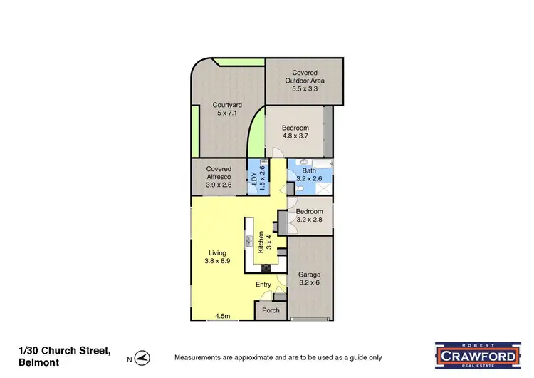 Floorplan of Homely semi-detached listing, 1/30 Church Street, Belmont NSW 2280