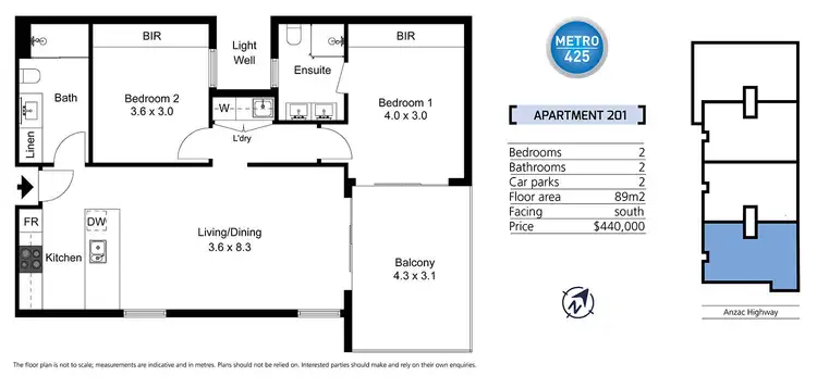 Floorplan of Homely apartment listing, Level 2/201/425 Anzac Highway, Camden Park SA 5038