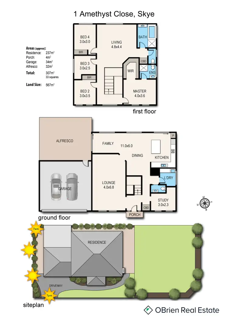 Floorplan of Homely house listing, 1 Amethyst Close, Skye VIC 3977