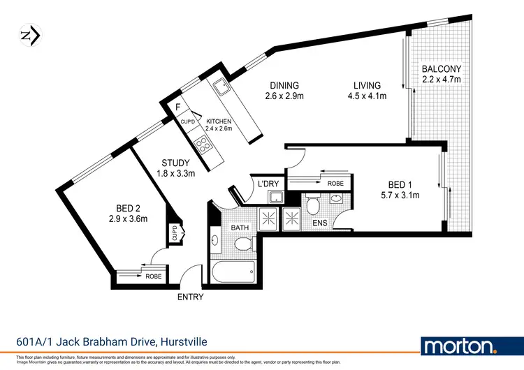 Floorplan of Homely apartment listing, 601A/1 Jack Brabham Drive, Hurstville NSW 2220